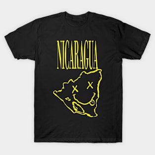 Vibrant Nicaragua x Eyes Happy Face: Unleash Your 90s Grunge Spirit! T-Shirt